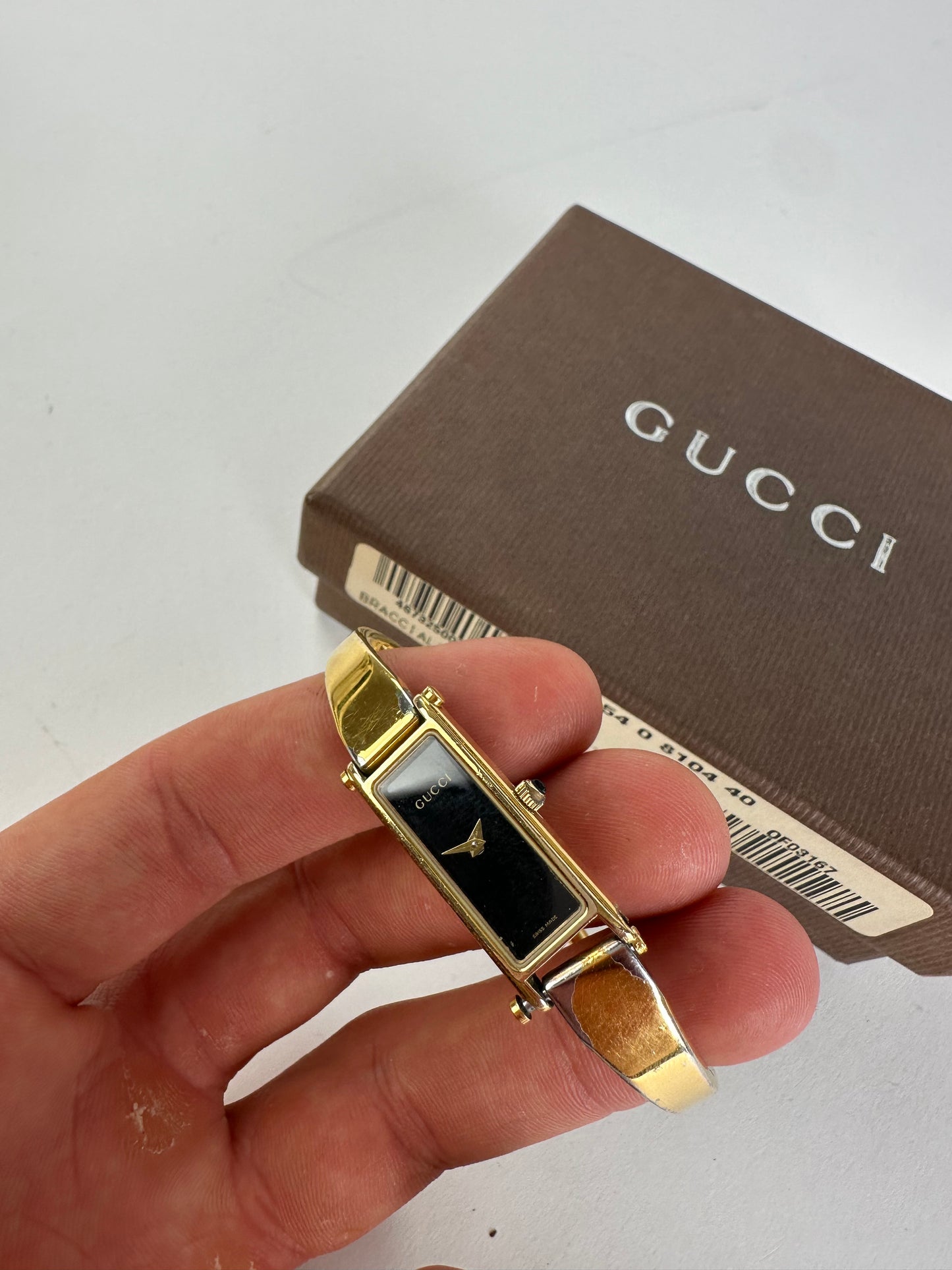 Vintage Gucci Enamel Bracelet Y2K Gold Black
