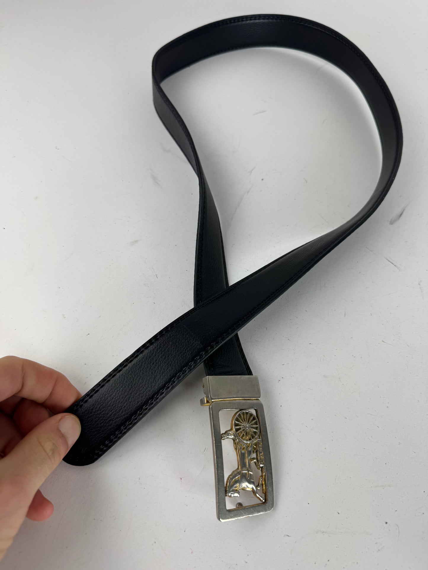 Vintage Celine Paris Carriage Logo belt black