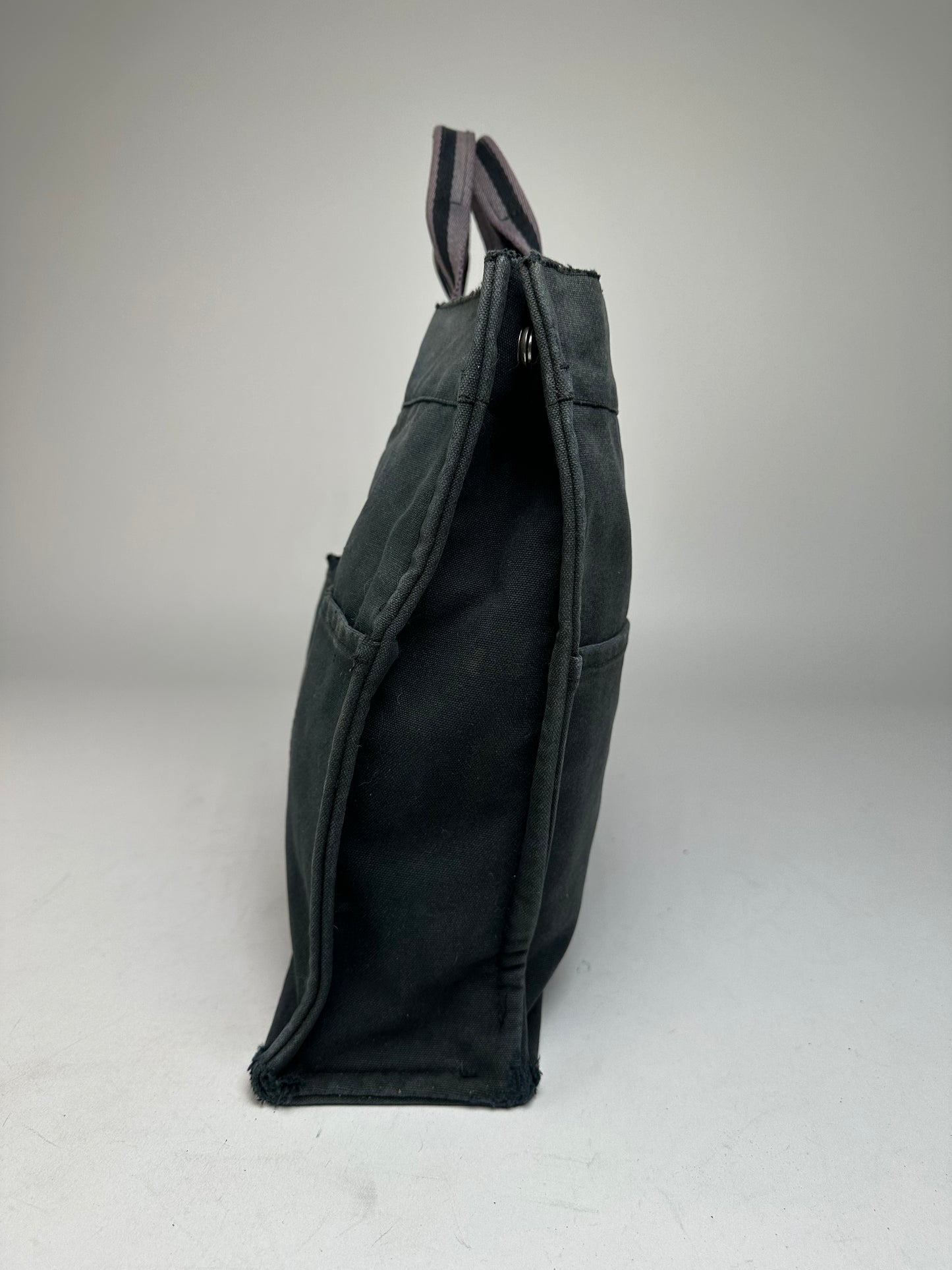 Vintage Hermes Canvas Tote Bag Black Grey