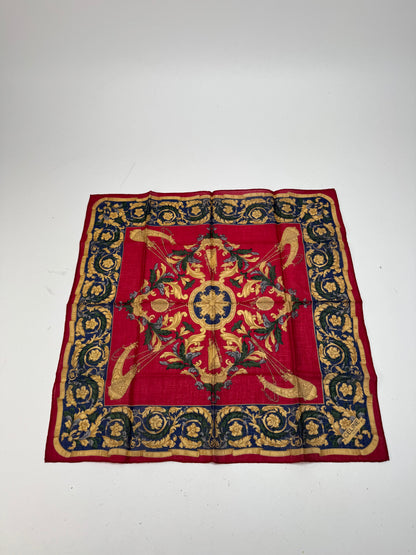 Vintage Celine Baroque Scarf Red Gold