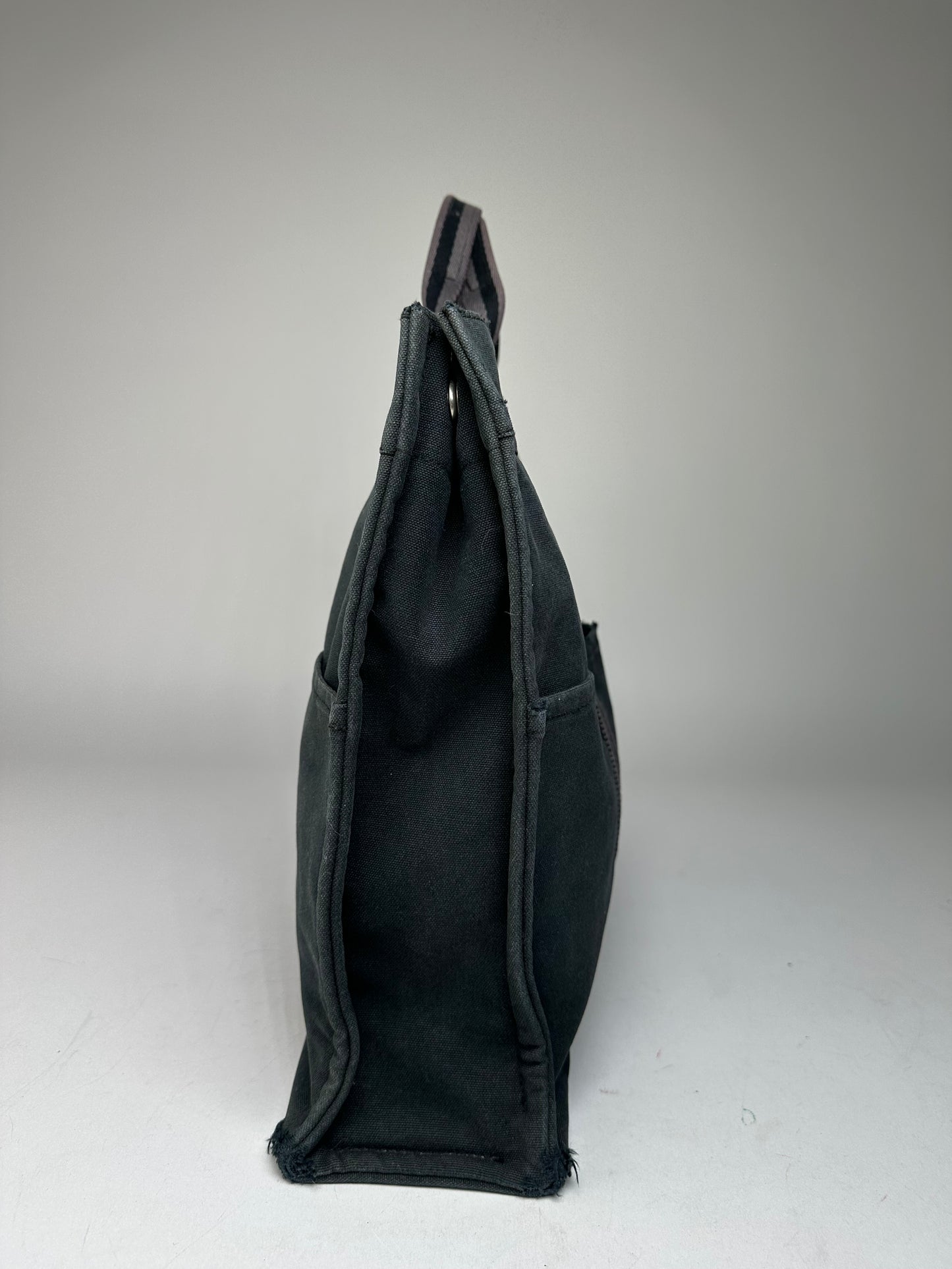 Vintage Hermes Canvas Tote Bag Black Grey
