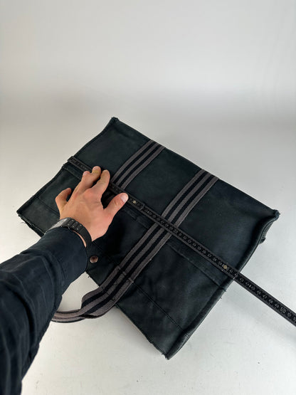 Vintage Hermes Canvas Tote Bag Black Grey