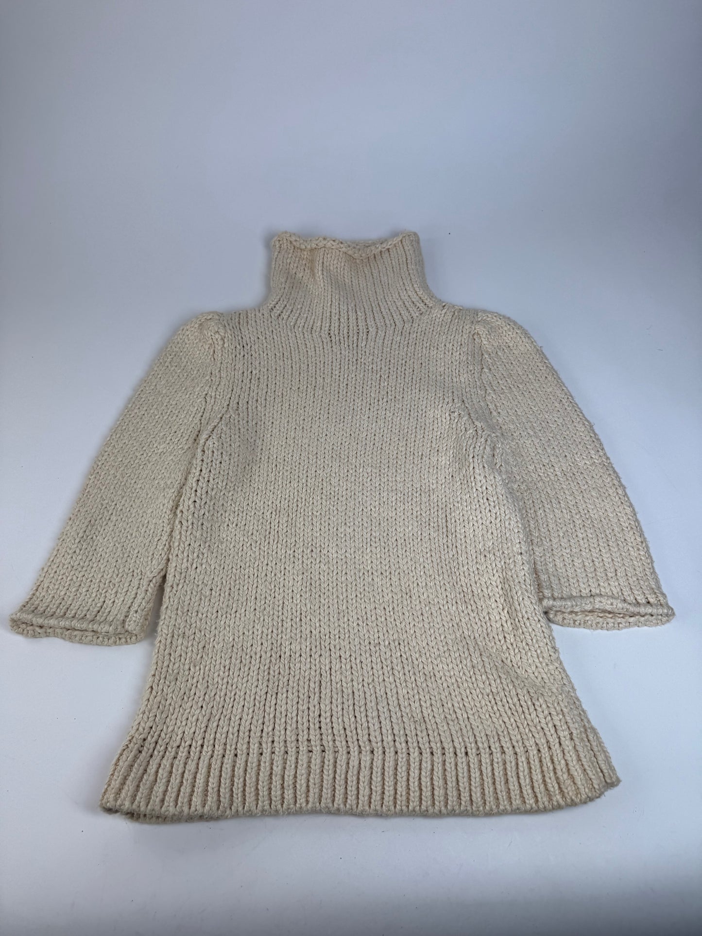 Vintage Balenciaga Short Turtleneck Sweater Beige M