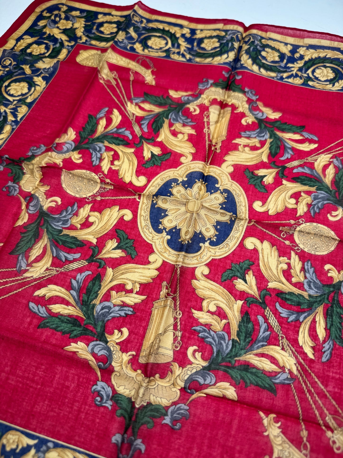 Vintage Celine Baroque Scarf Red Gold