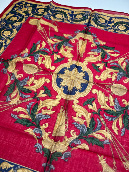 Vintage Celine Baroque Scarf Red Gold