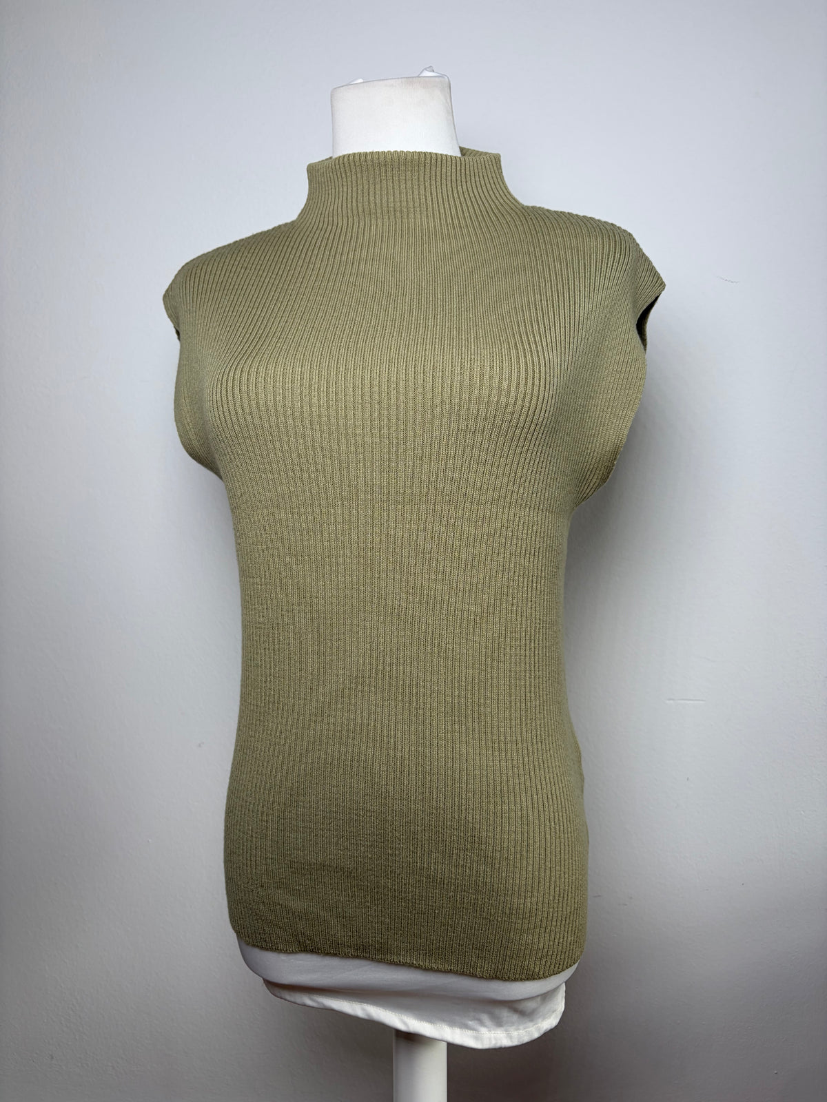 Vintage Loewe Sleeveless Turtleneck Sweater Light Olive M