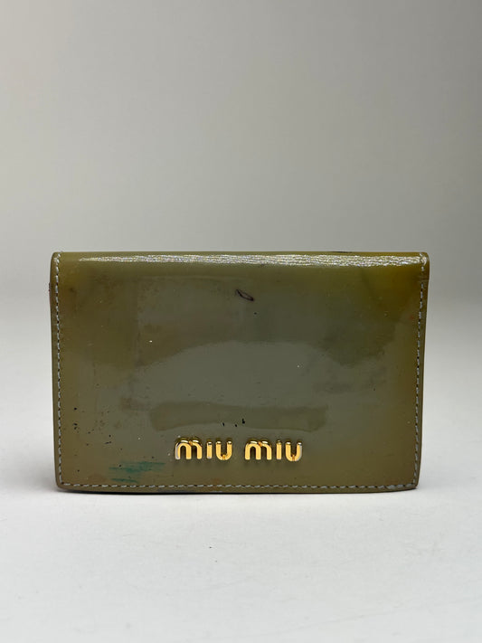 Vintage Miu Miu Patent Bifold Wallet Early 2000s Olive Burgundy