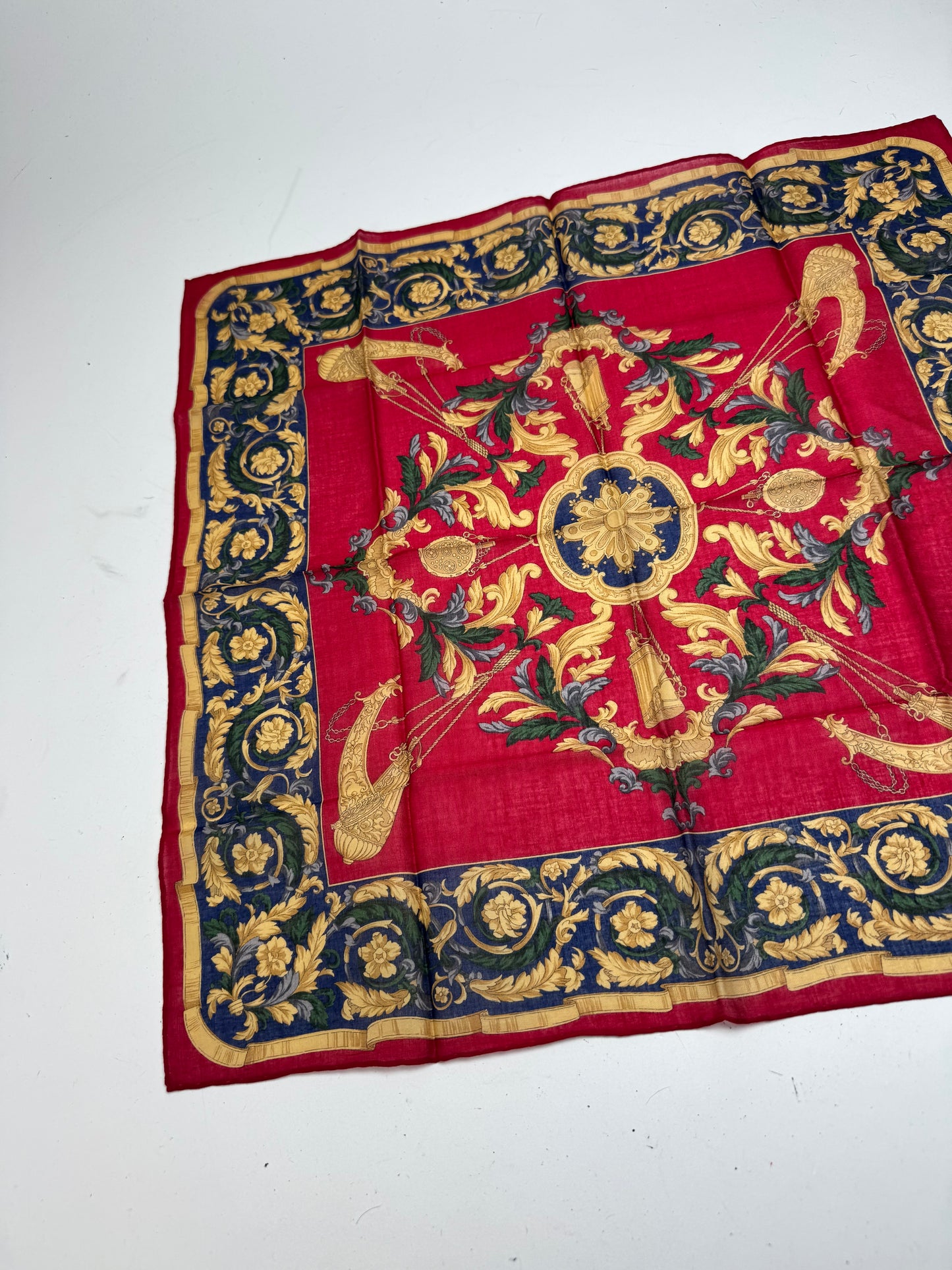 Vintage Celine Baroque Scarf Red Gold