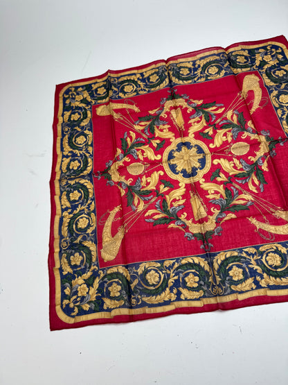 Vintage Celine Baroque Scarf Red Gold