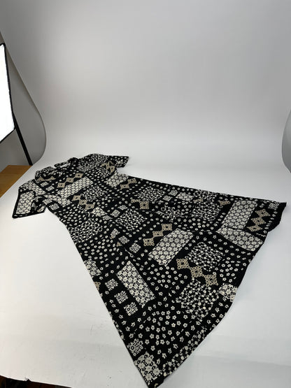 Vintage Chloe Silk Blend Floral Dress Black Cream