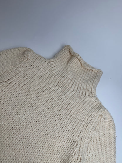 Vintage Balenciaga Short Turtleneck Sweater Beige M