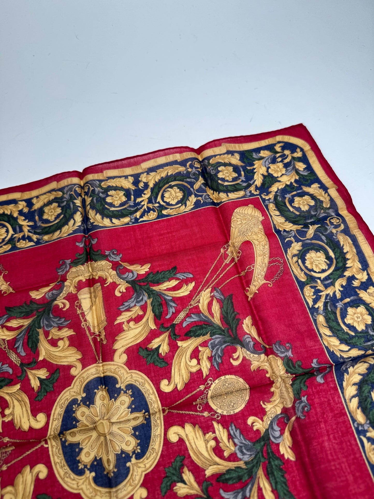 Vintage Celine Baroque Scarf Red Gold