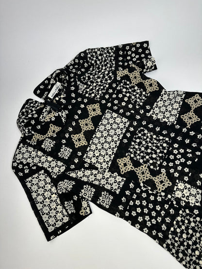 Vintage Chloe Silk Blend Floral Dress Black Cream