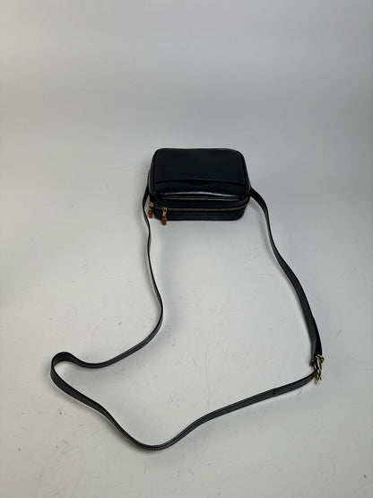 Vintage Gucci Leather Crossbody Bag Black Gold