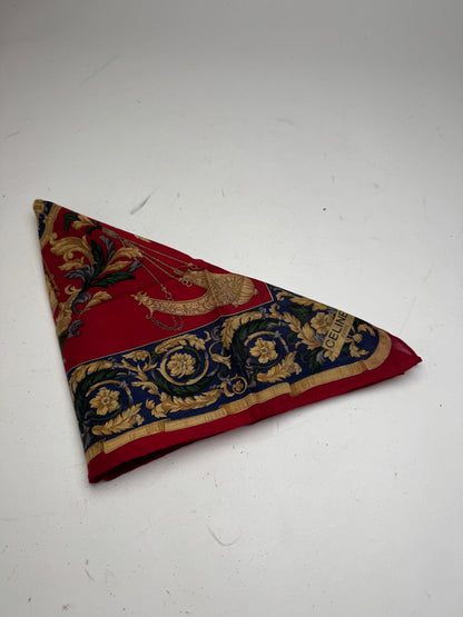 Vintage Celine Baroque Scarf Red Gold
