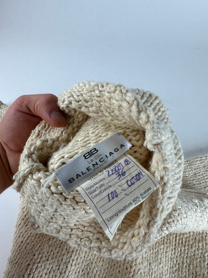 Vintage Balenciaga Short Turtleneck Sweater Beige M