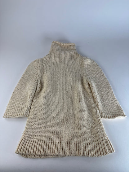 Vintage Balenciaga Short Turtleneck Sweater Beige M