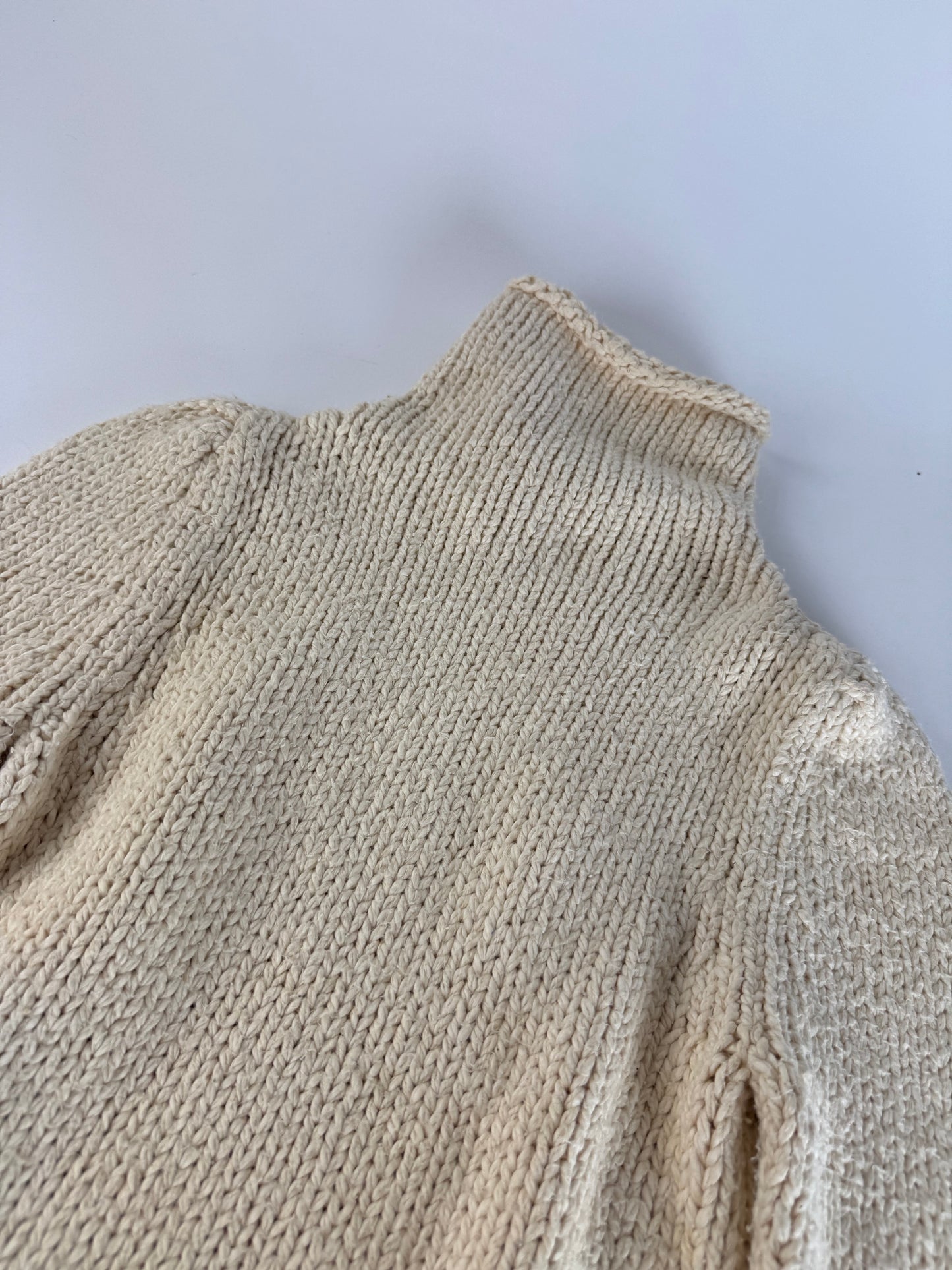 Vintage Balenciaga Short Turtleneck Sweater Beige M