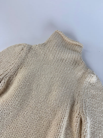 Vintage Balenciaga Short Turtleneck Sweater Beige M