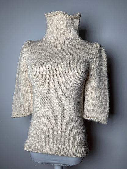 Vintage Balenciaga Short Turtleneck Sweater Beige M