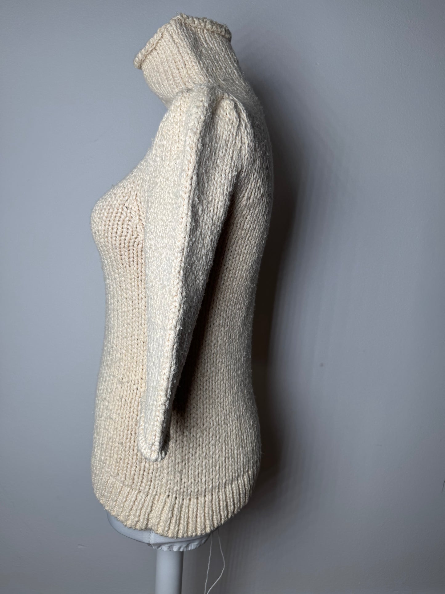 Vintage Balenciaga Short Turtleneck Sweater Beige M