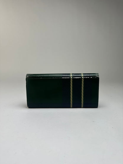 Vintage Vivienne Westwood Patent Tartan Bifold Wallet c. Mid-2000s Green Navy