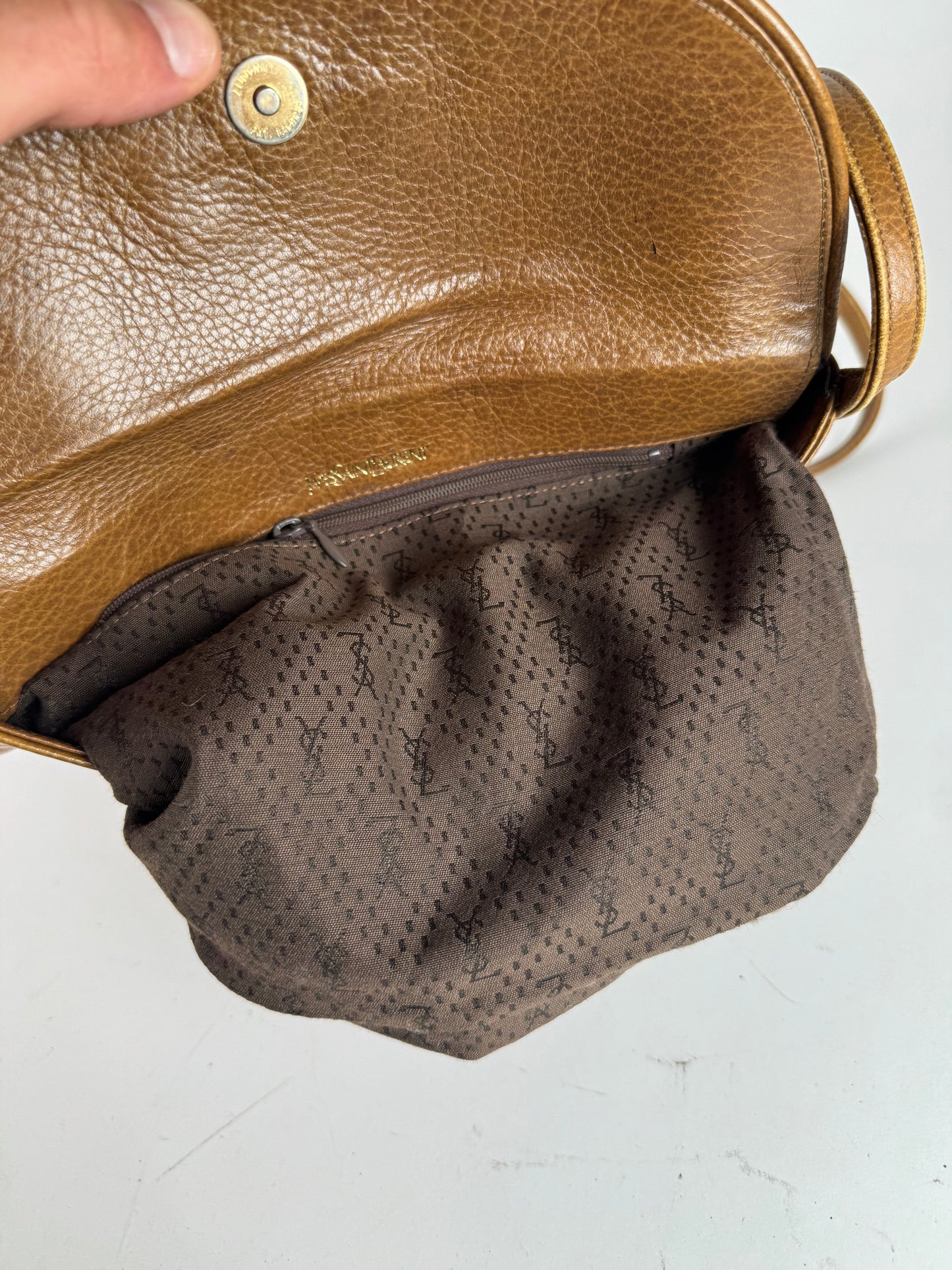 Sac vintage Yves Saint Laurent Mombasa en cuir marron