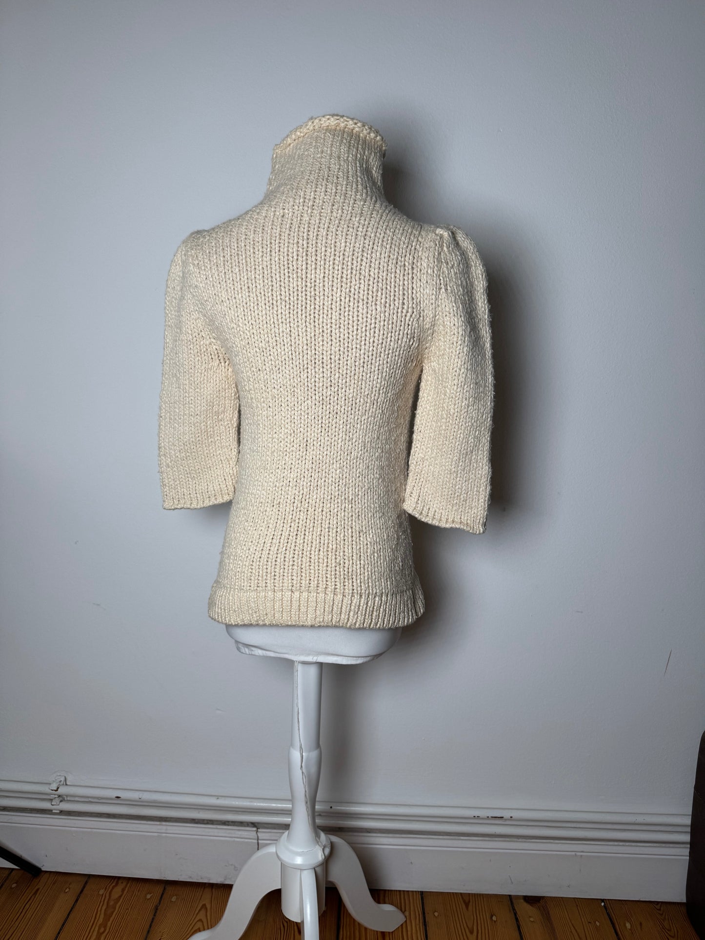 Vintage Balenciaga Short Turtleneck Sweater Beige M
