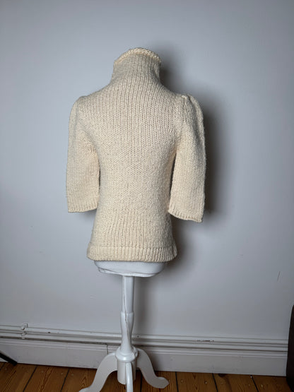Vintage Balenciaga Short Turtleneck Sweater Beige M