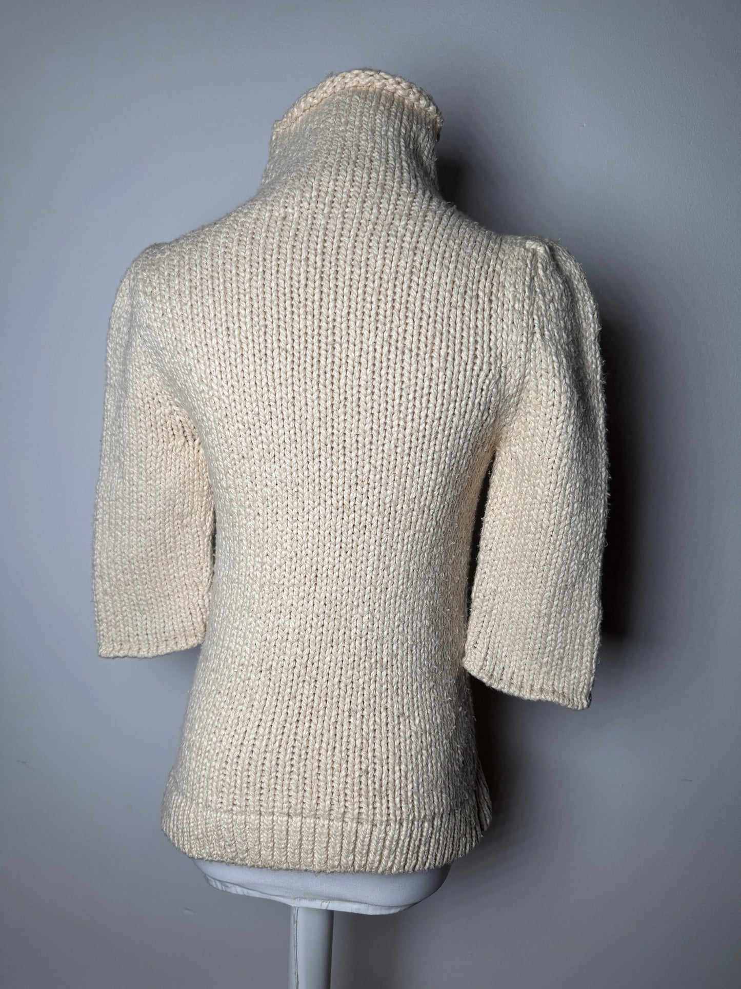 Vintage Balenciaga Short Turtleneck Sweater Beige M