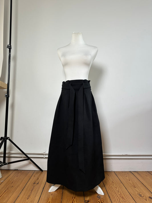 Vintage Armani Maxi Skirt Black Silver Zip M