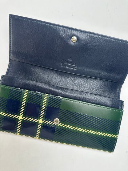 Vintage Vivienne Westwood Patent Tartan Bifold Wallet c. Mid-2000s Green Navy