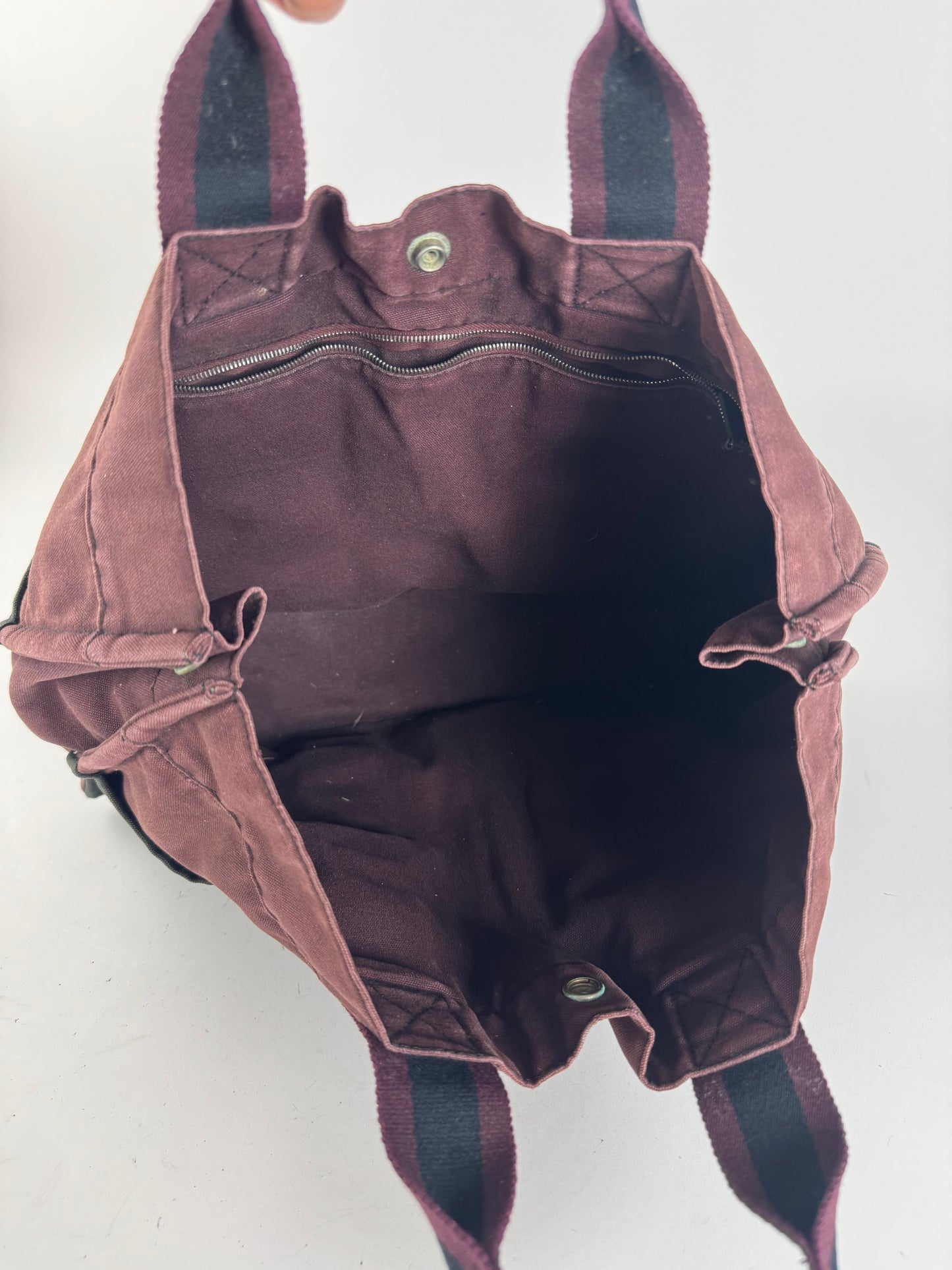 Sac fourre-tout vintage en coton Hermès violet noir