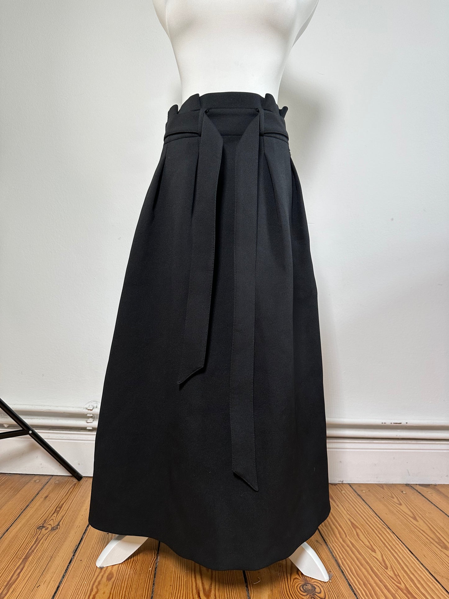 Vintage Armani Maxi Skirt Black Silver Zip M