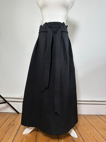 Vintage Armani Maxi Skirt Black Silver Zip M