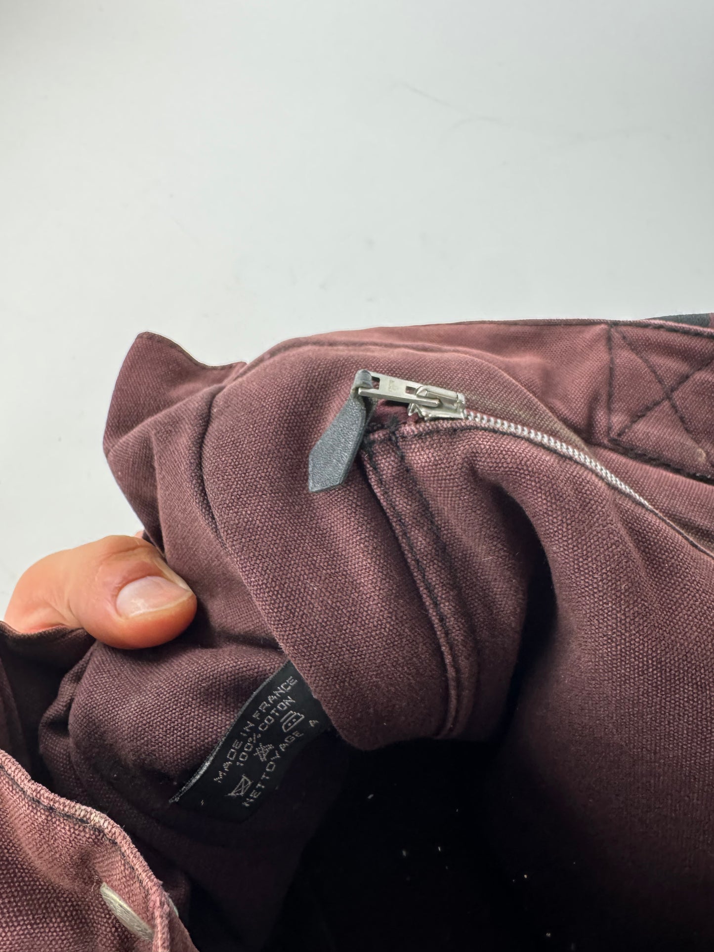 Sac fourre-tout vintage en coton Hermès violet noir