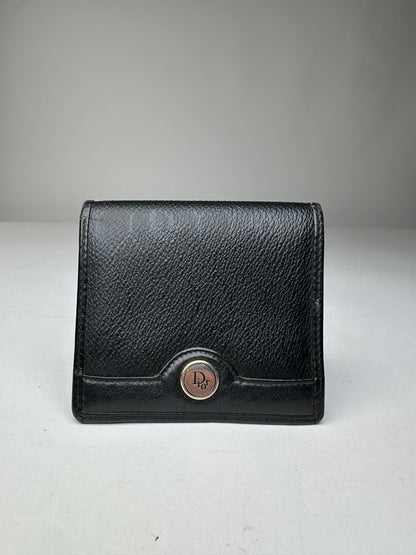 Vintage Dior Leather Wallet Black Silver c. 2000