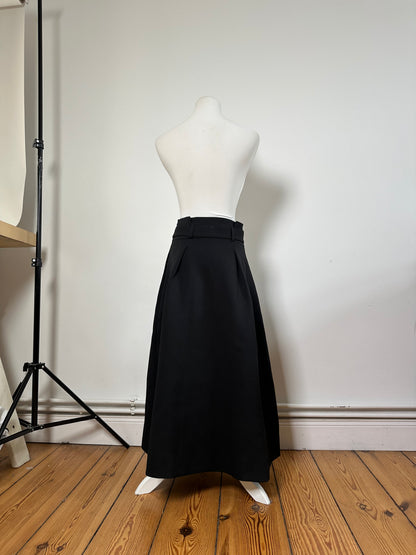 Vintage Armani Maxi Skirt Black Silver Zip M