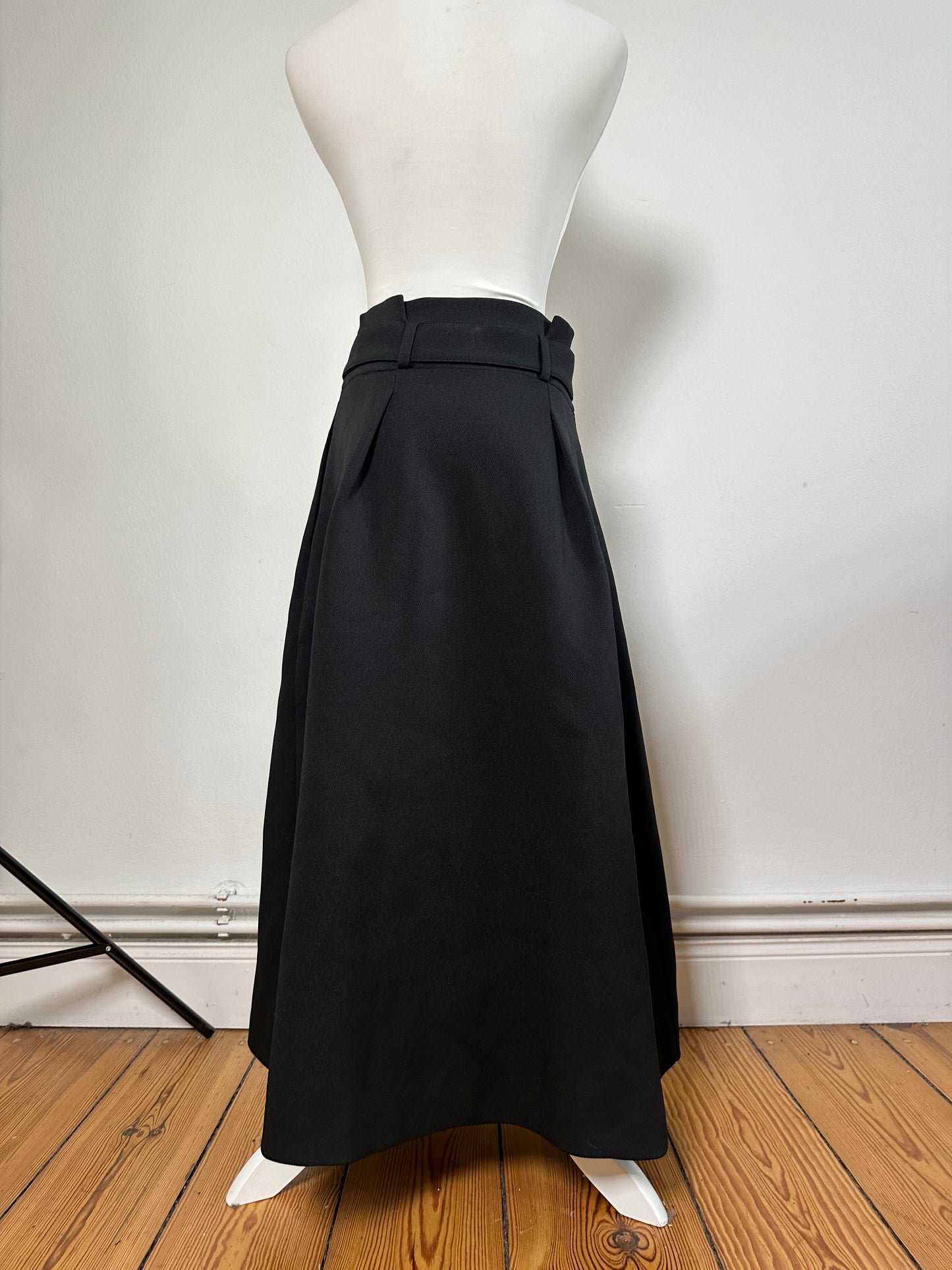 Vintage Armani Maxi Skirt Black Silver Zip M