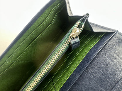 Vintage Vivienne Westwood Patent Tartan Bifold Wallet c. Mid-2000s Green Navy