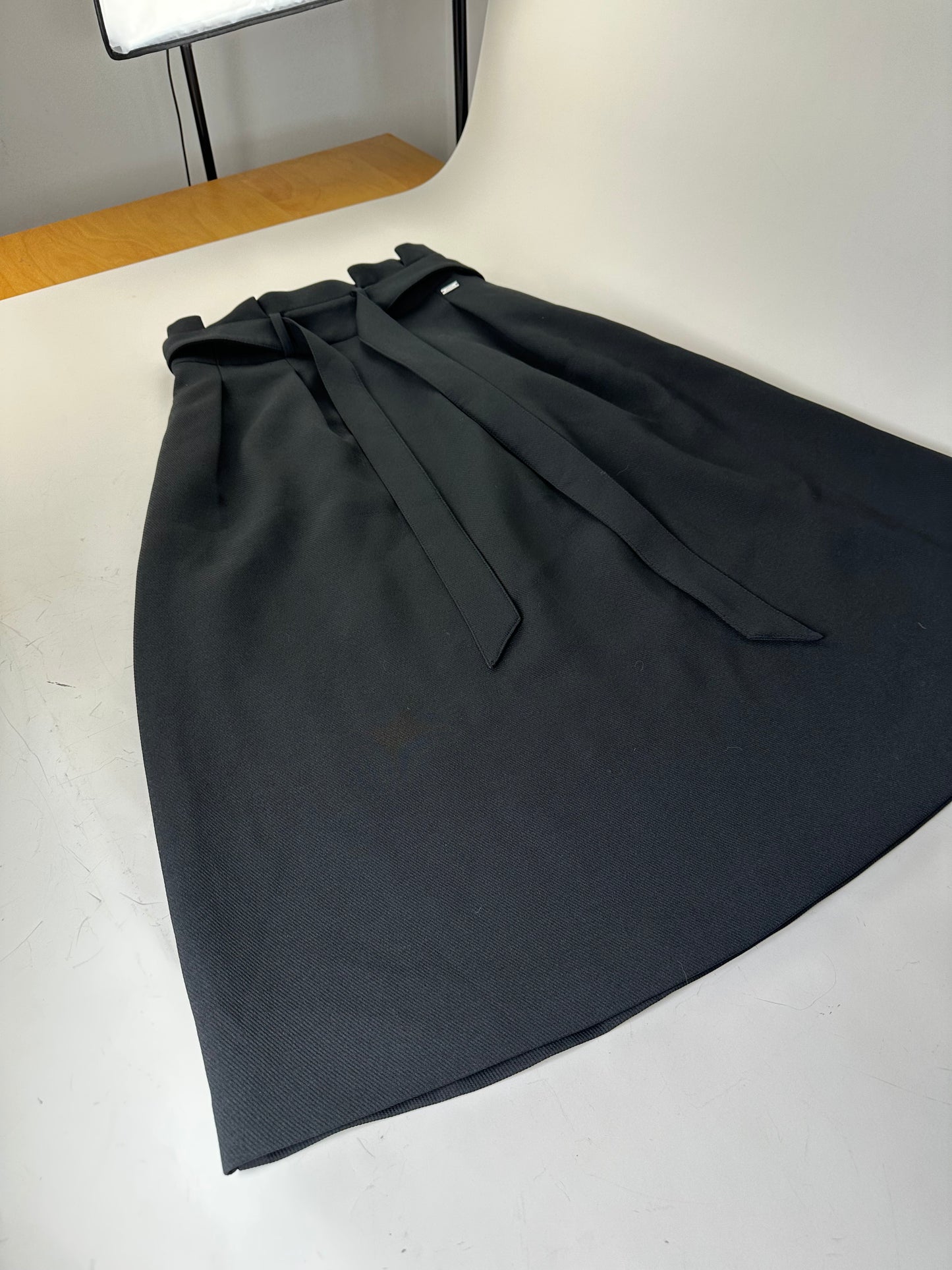 Vintage Armani Maxi Skirt Black Silver Zip M