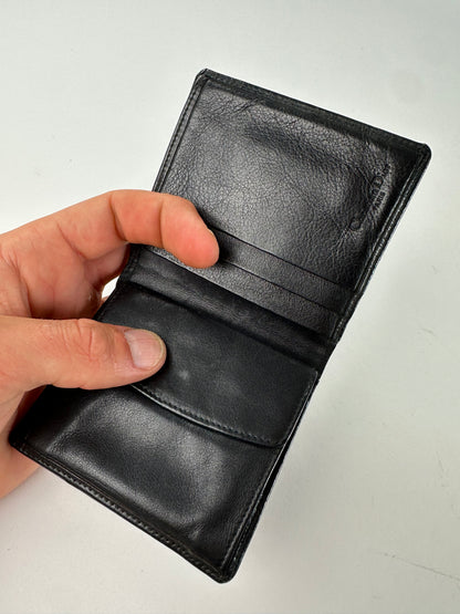 Vintage Dior Leather Wallet Black Silver c. 2000
