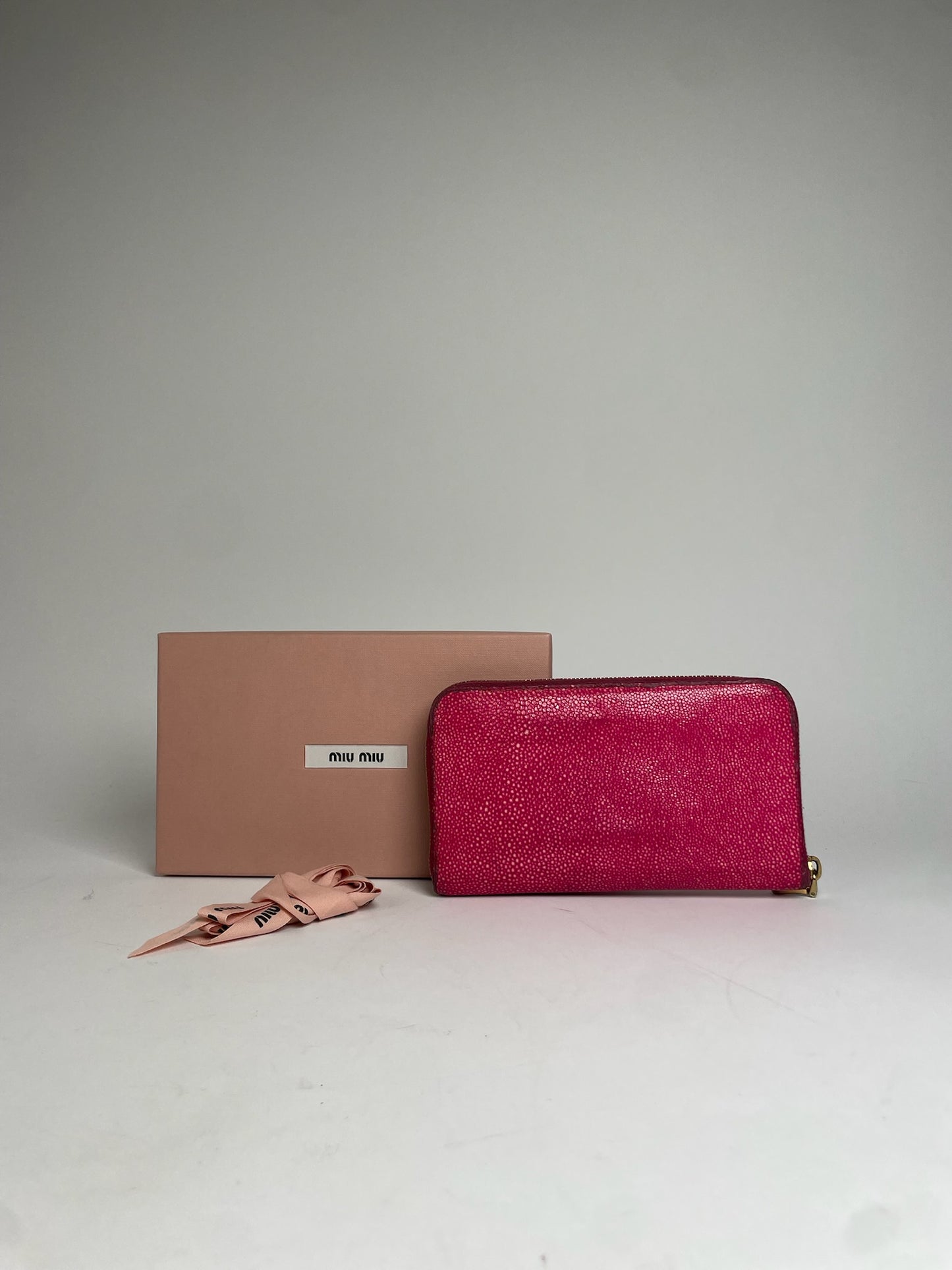 Vintage Miu Miu Snake Emblossed Leather Wallet Pink