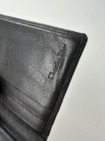 Vintage Dior Leather Wallet Black Silver c. 2000