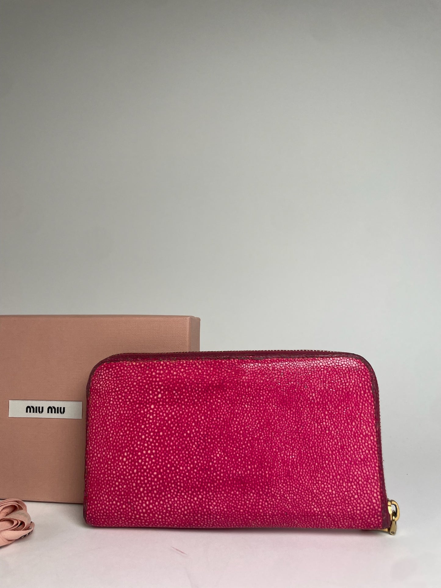 Vintage Miu Miu Snake Emblossed Leather Wallet Pink