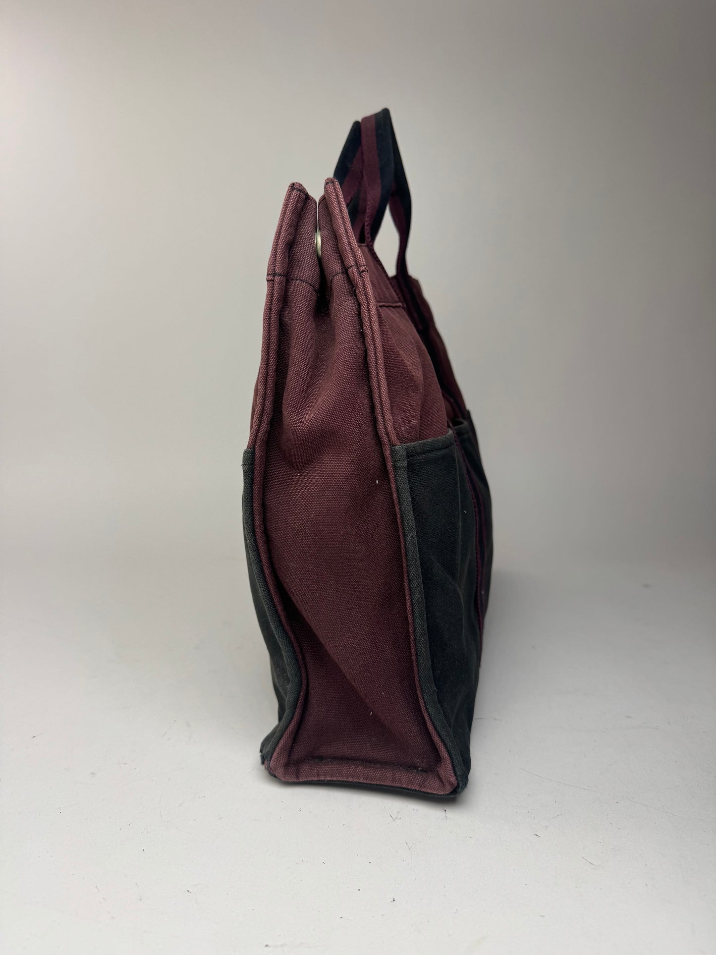 Sac fourre-tout vintage en coton Hermès violet noir