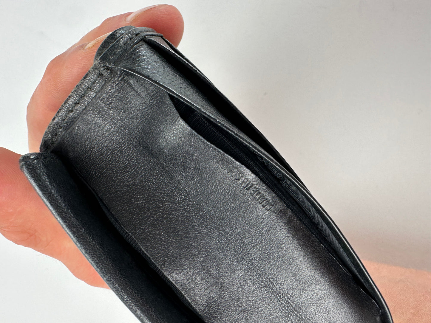 Vintage Dior Leather Wallet Black Silver c. 2000