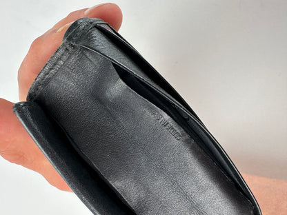 Vintage Dior Leather Wallet Black Silver c. 2000