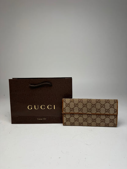 Vintage Gucci Monogram Wallet beige brown