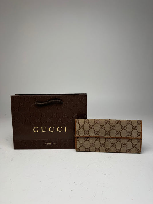 Vintage Gucci Monogram Wallet beige brown